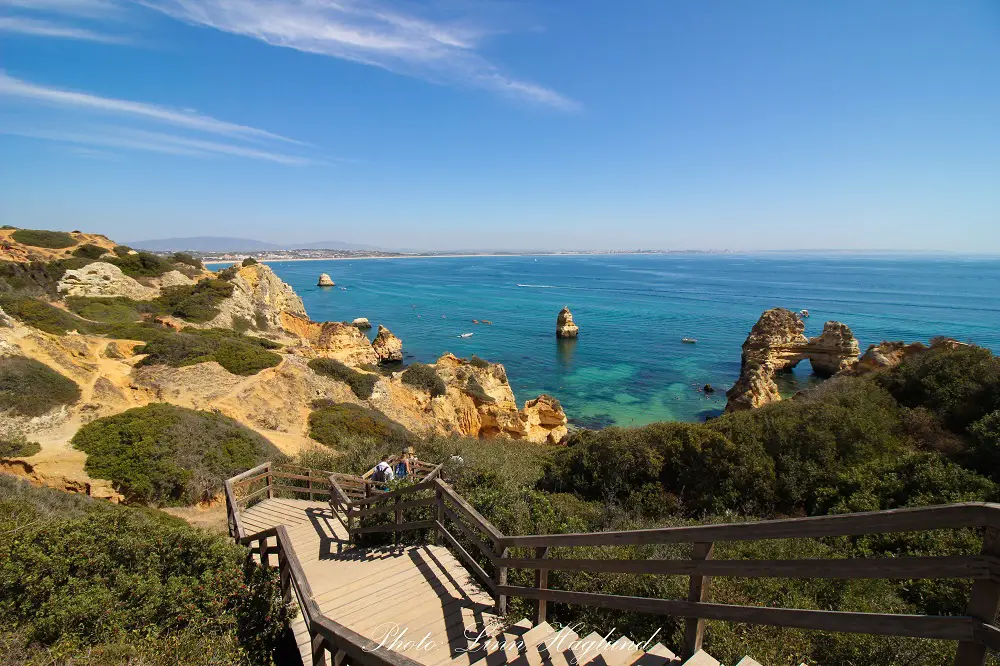 The view from the top of the stairs looking down at Camilo beach Portugal