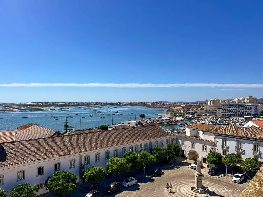 Best things to do in Faro Portugal - views of the marina from Faro Cathedral.