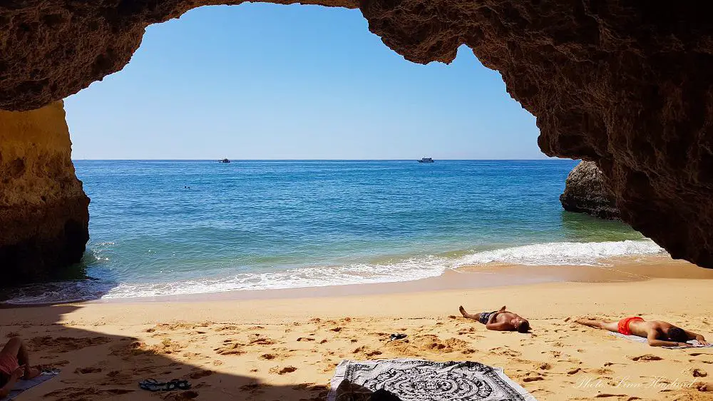 Secret beach next to Praia da Marinha Portugal