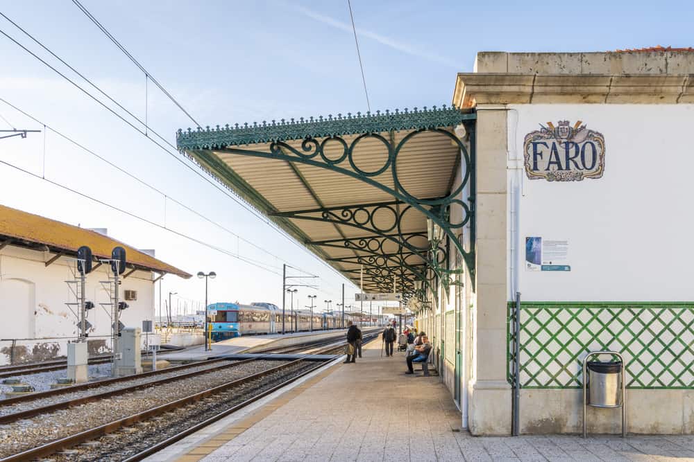 Is Albufeira Portugal worth visiting - Faro train station waiting for the train to Albufeira.