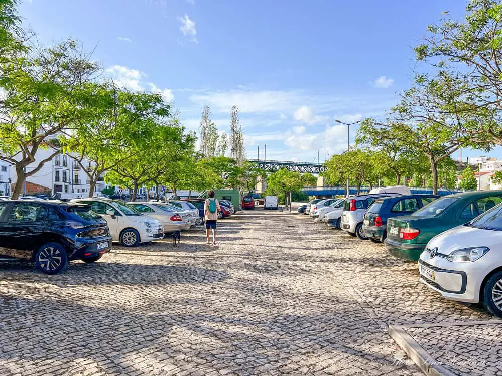 A vast parking space to park in one day in Tavira.